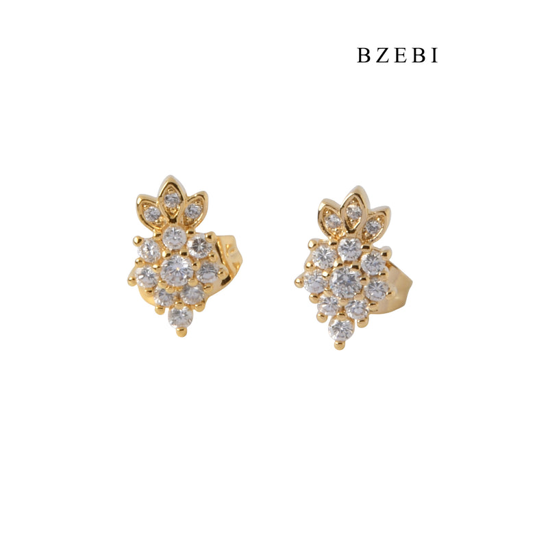 BZEBI Hot selling personality 18K stainless steel gold-plated fruit pineapple diamond earrings earrings women's fashion jewelry