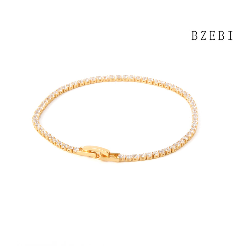 18k Gold Plated Cubic Zirconia The whole drill  Bracelet for Women with Box