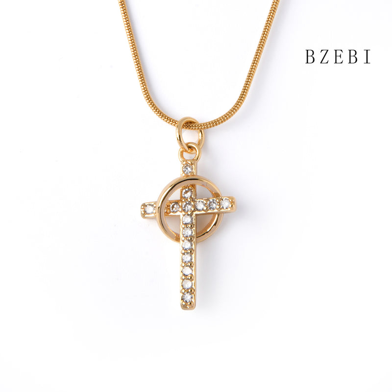 18k Gold Plated Cubic Zirconia The cross Necklace for Women with Box