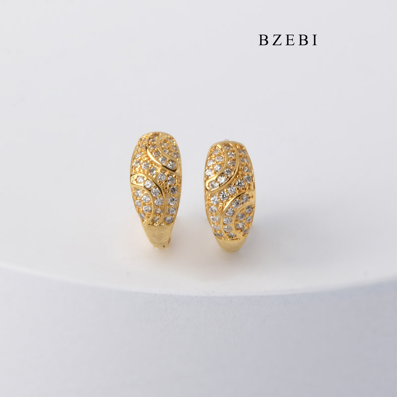 BZEBI Luxury 18K stainless steel gold-plated pattern with Cubic Zircon Earrings earrings for men and women