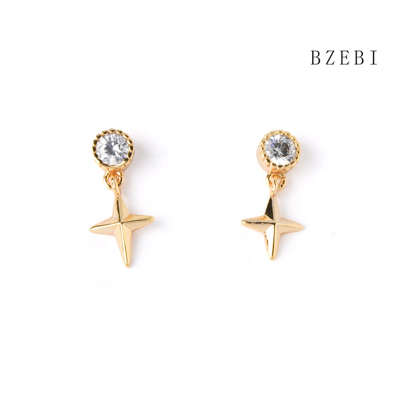 18k Gold Plated Cubic Zirconia The stars Stud Earrings for Women with Box