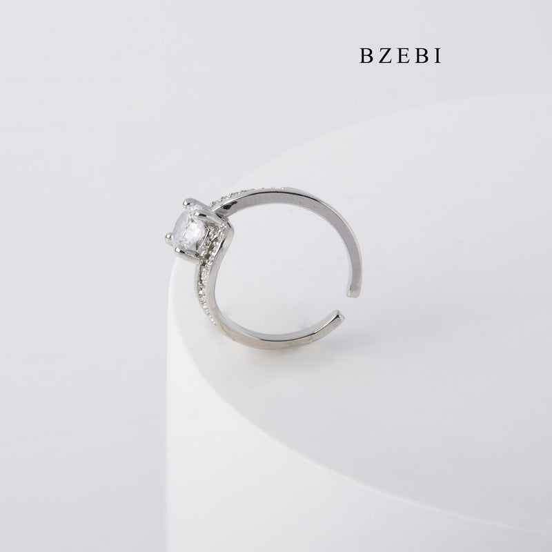 BZEBI High Fashion Jewelry Cubic Zircon adjustable ring engagement Jewelry Lady Diamond Ring