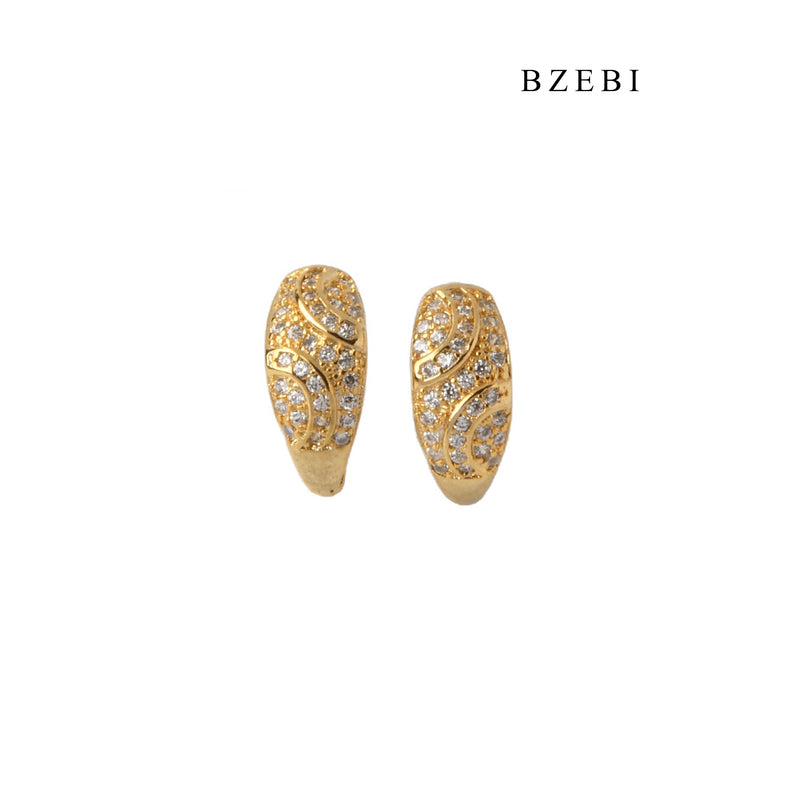 BZEBI Luxury 18K stainless steel gold-plated pattern with Cubic Zircon Earrings earrings for men and women