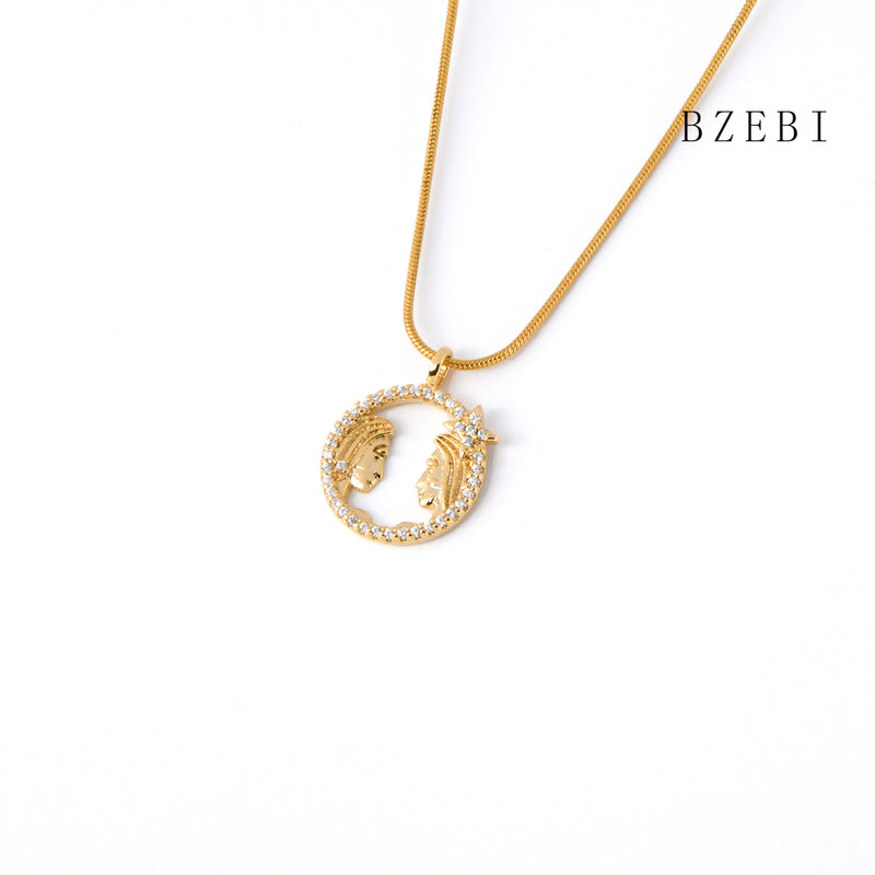 18k Gold Plated Cubic Zirconia The moon Necklace for Women with Box