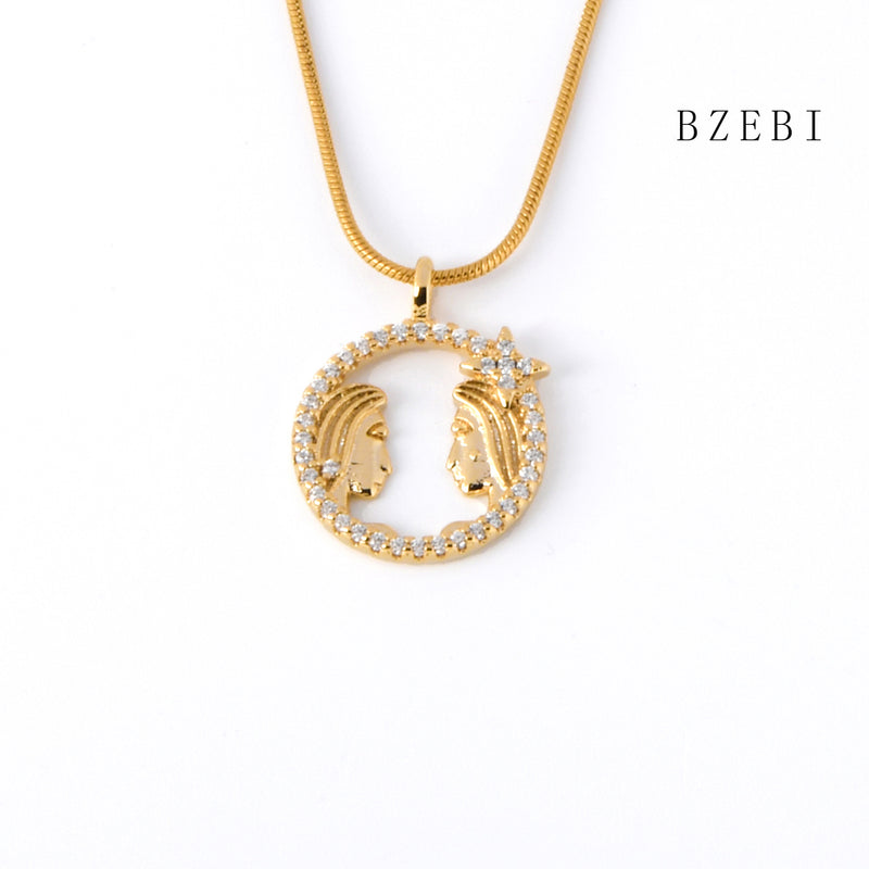 18k Gold Plated Cubic Zirconia The moon Necklace for Women with Box