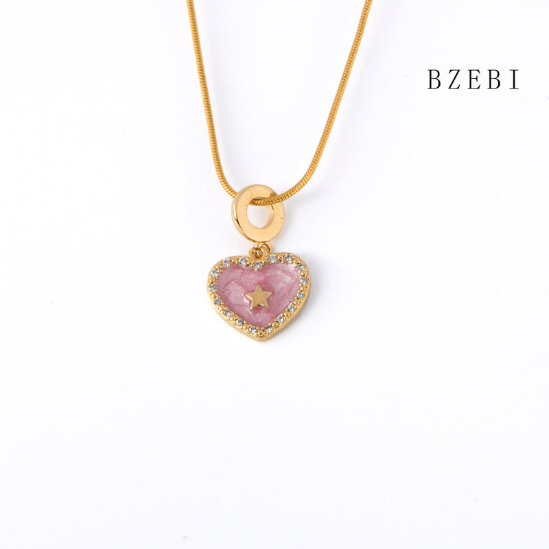 18k Gold Plated Cubic Zirconia love Necklace for Women with Box