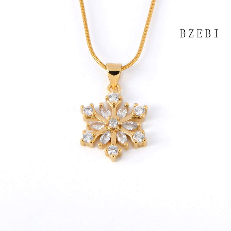 18k Gold Plated Cubic Zirconia snow Necklace for Women with Box