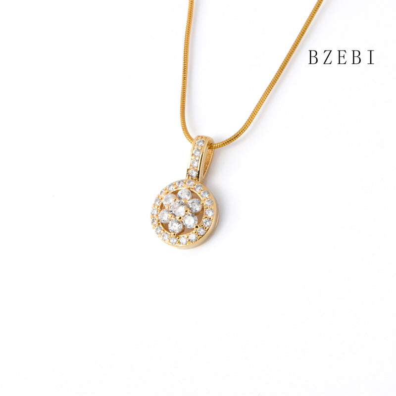 18k Gold Plated Cubic Zirconia flowers Necklace for Women with Box