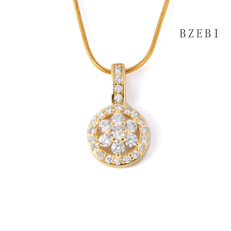 18k Gold Plated Cubic Zirconia flowers Necklace for Women with Box