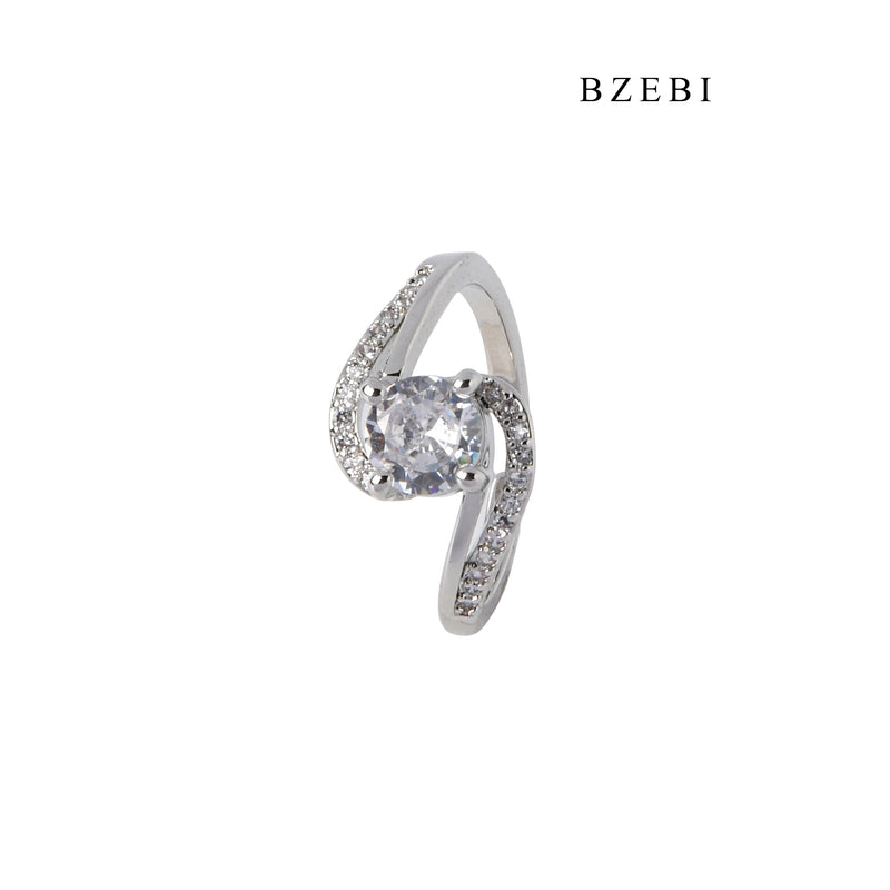 BZEBI High Fashion Jewelry Cubic Zircon adjustable ring engagement Jewelry Lady Diamond Ring