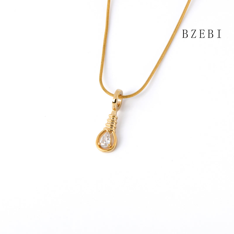 18k Gold Plated Cubic Zirconia Water droplet shaped haoshi Necklace for Women with Box