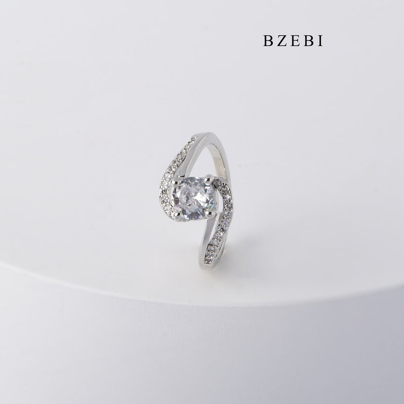 BZEBI High Fashion Jewelry Cubic Zircon adjustable ring engagement Jewelry Lady Diamond Ring