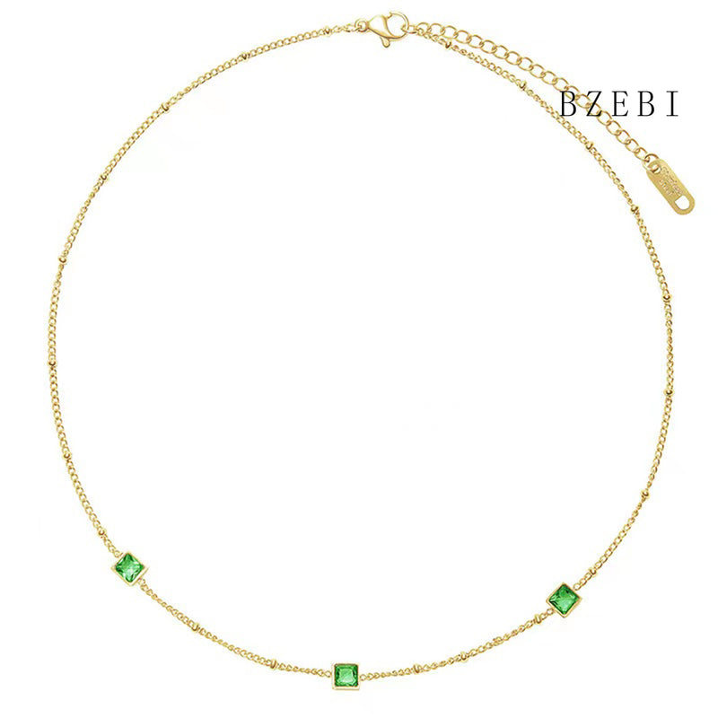 18k Gold Plated Cubic Zirconia Green diamond  Bracelet for Women with Box