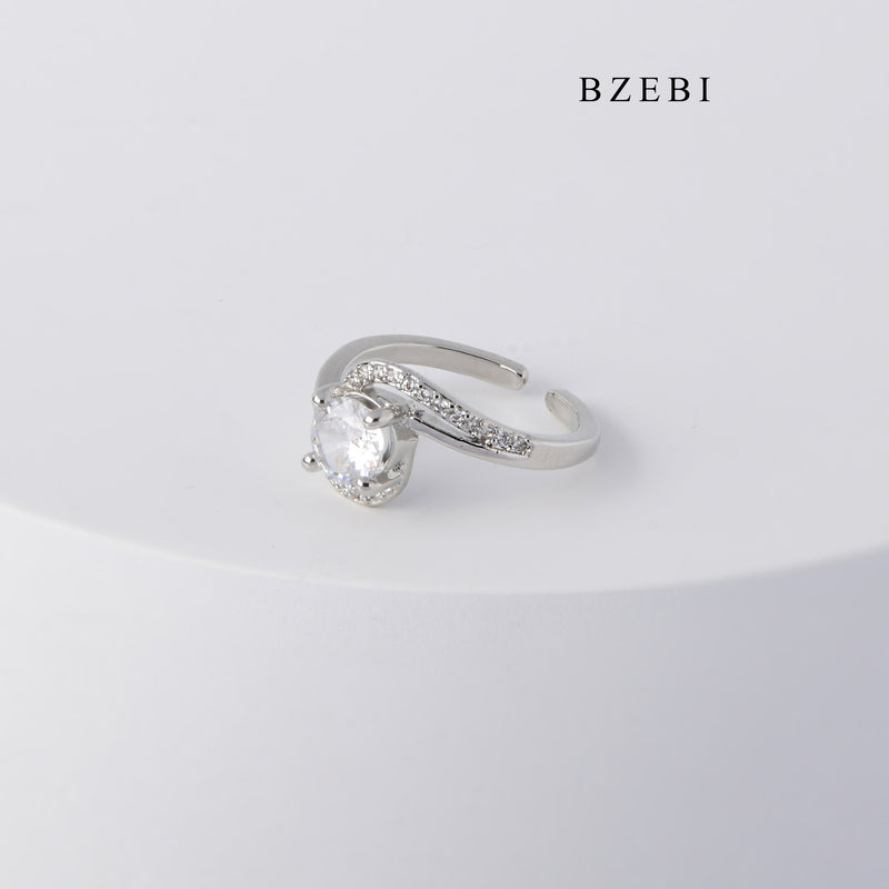 BZEBI High Fashion Jewelry Cubic Zircon adjustable ring engagement Jewelry Lady Diamond Ring