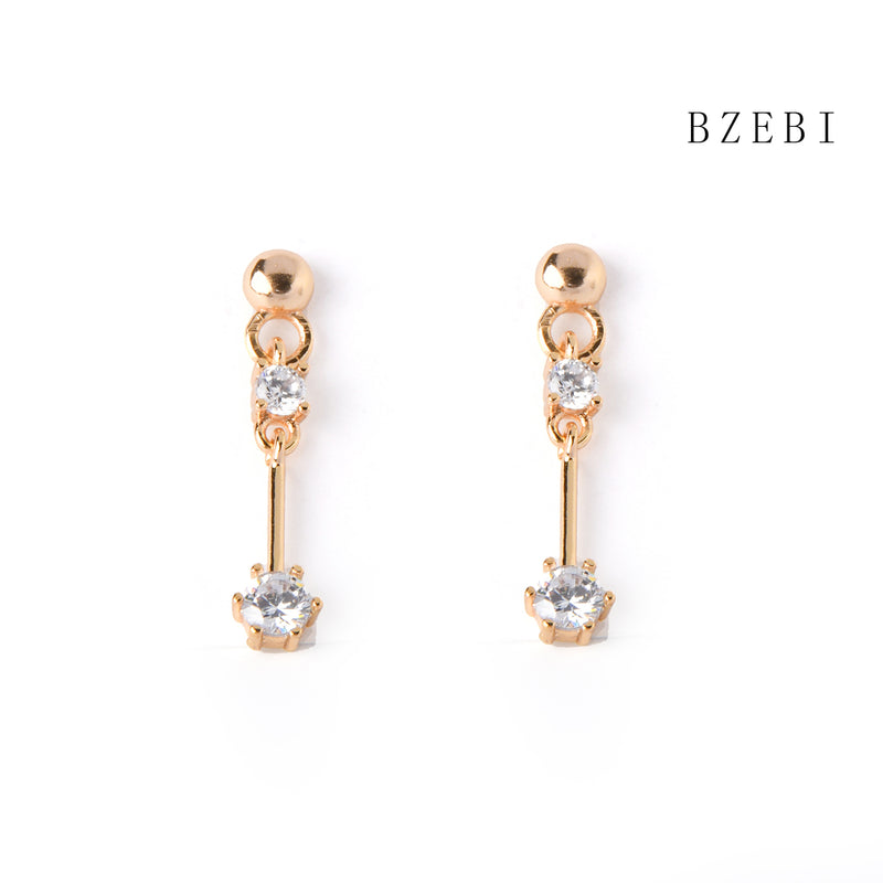 18k Gold Plated Cubic Zirconia circular Stud Earrings for Women with Box