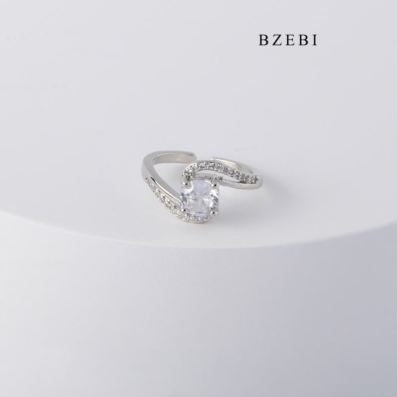 BZEBI High Fashion Jewelry Cubic Zircon adjustable ring engagement Jewelry Lady Diamond Ring