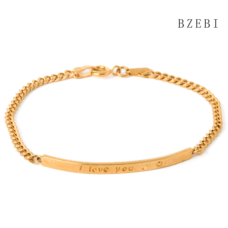 18k Gold Plated Cubic Zirconia The lettering  Bracelet for Women with Box