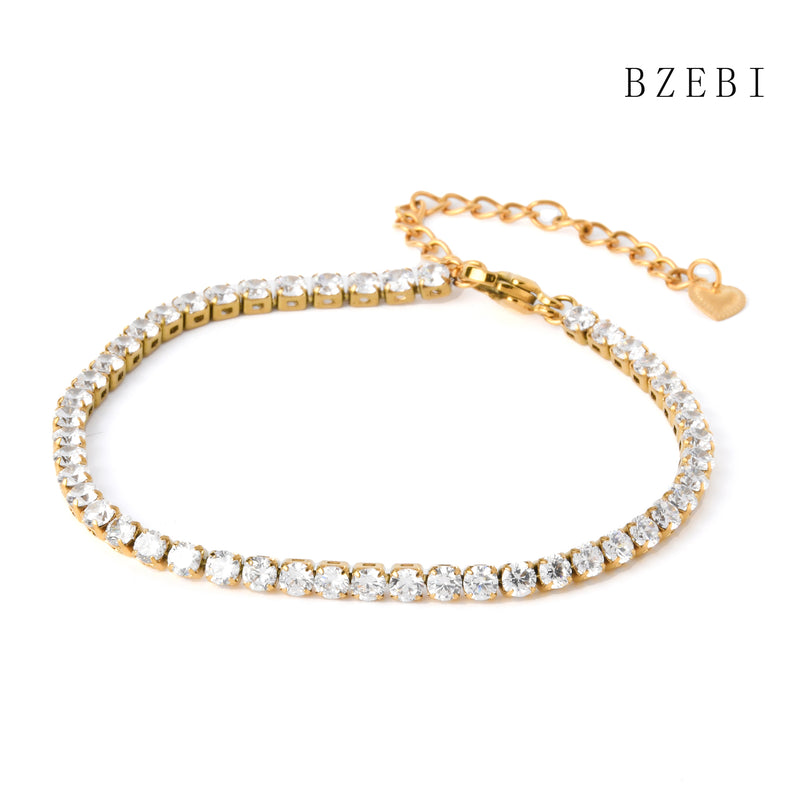 18k Gold Plated Cubic Zirconia Full drill  Bracelet for Women with Box