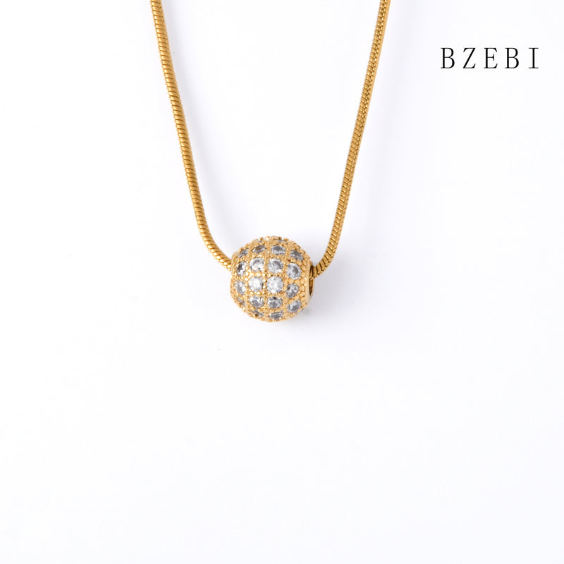 18k Gold Plated Cubic Zirconia Full drill ellipse Necklace for Women with Box