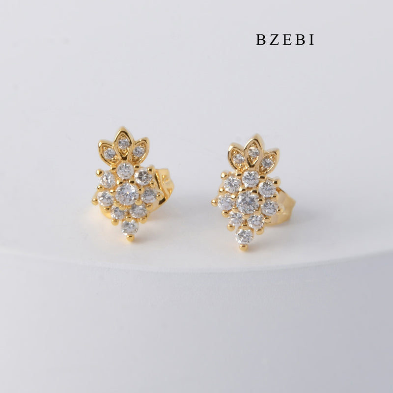 BZEBI Hot selling personality 18K stainless steel gold-plated fruit pineapple diamond earrings earrings women's fashion jewelry