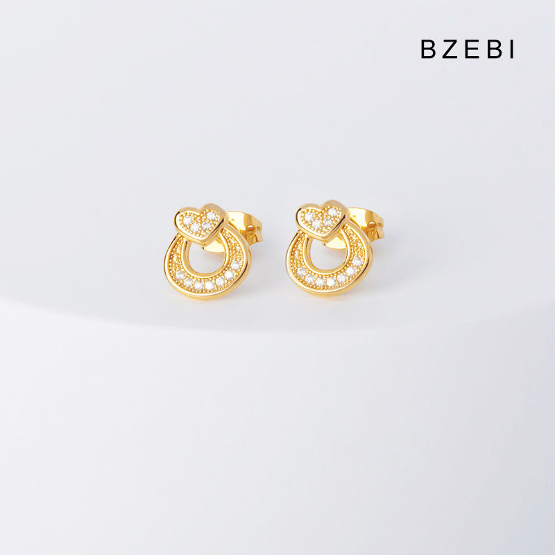 BZEBI 14k love arc earrings