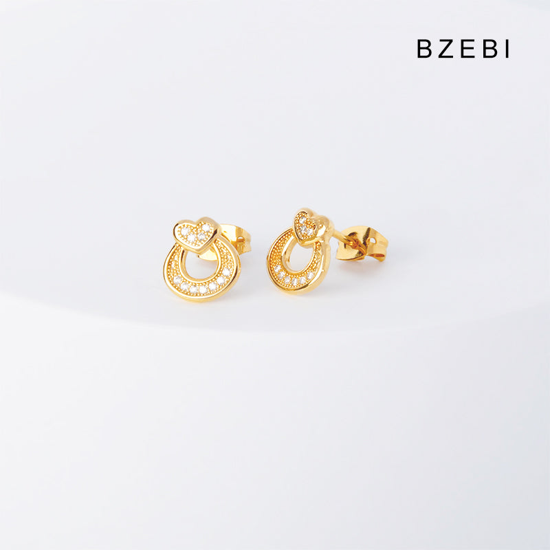 BZEBI 14k love arc earrings