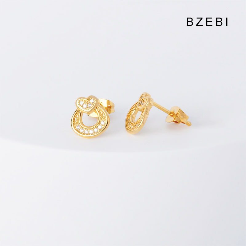 BZEBI 14k love arc earrings