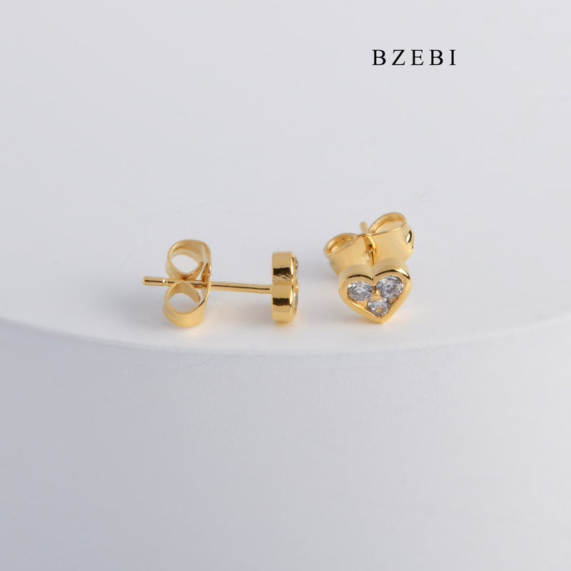 BZEBI Simple personality 18K stainless steel gold-plated love studded Earrings Earrings Fashion Party Jewelry Gifts