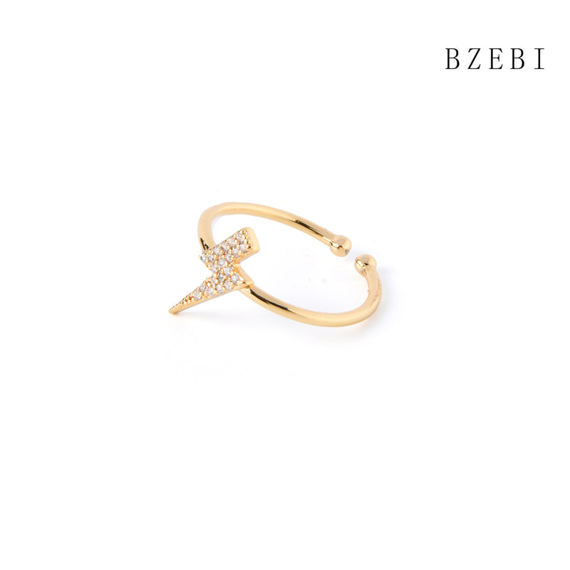 18k Gold Plated Cubic Zirconia lightning Rings for Women with Box