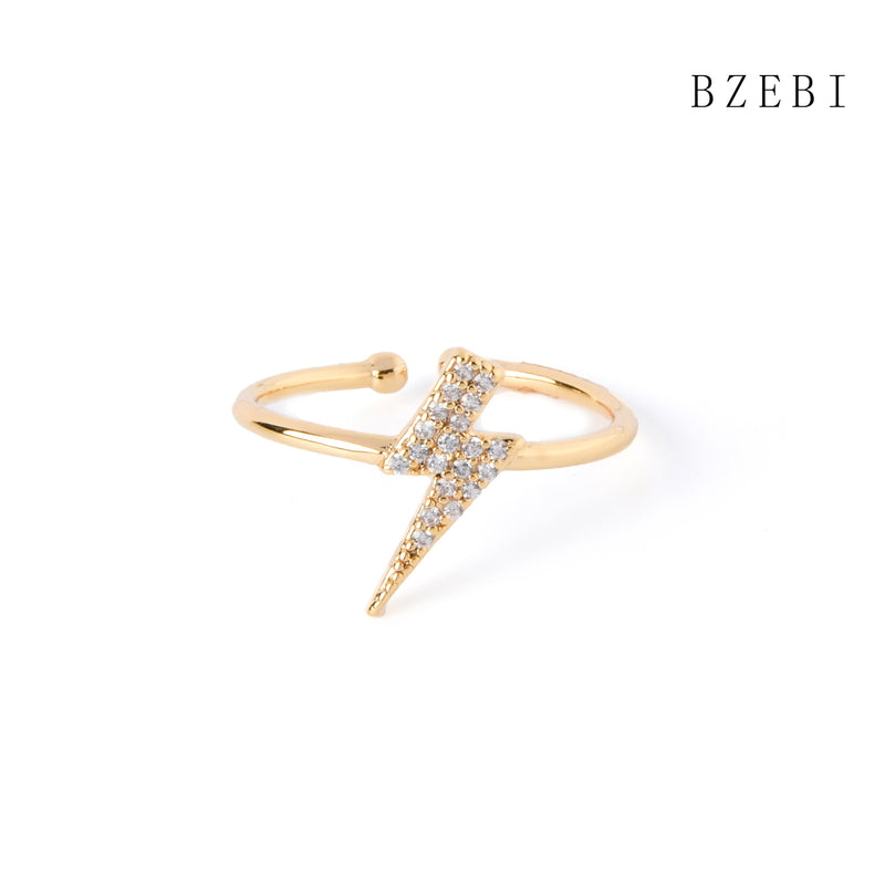 18k Gold Plated Cubic Zirconia lightning Rings for Women with Box