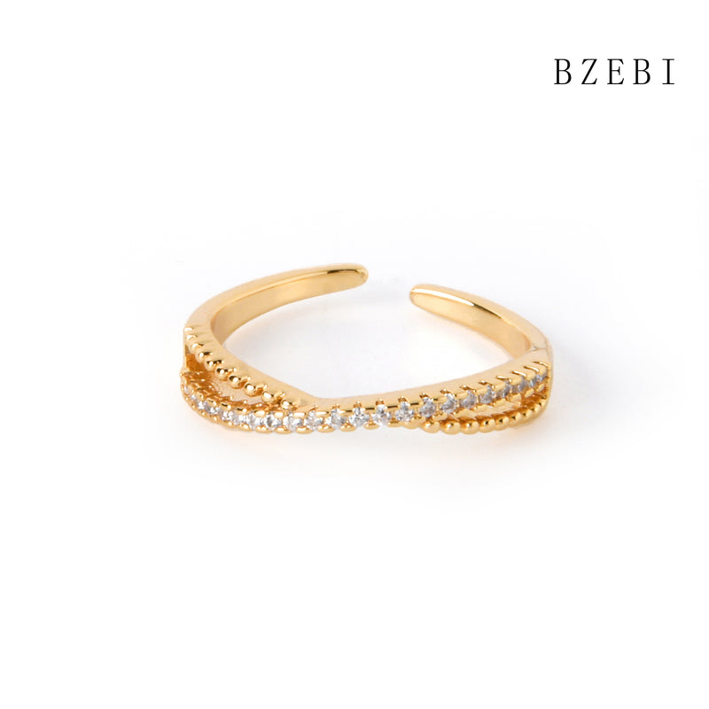 18k Gold Plated Cubic Zirconia around Rings for Women with Box