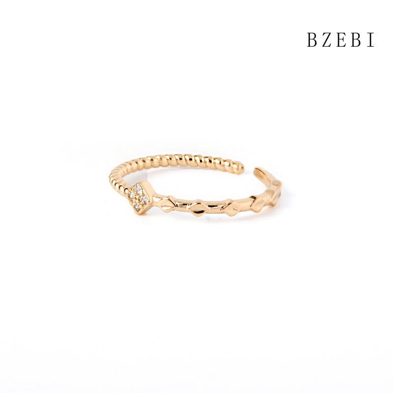 18k Gold Plated Cubic Zirconia Geometric rhombus Rings for Women with Box