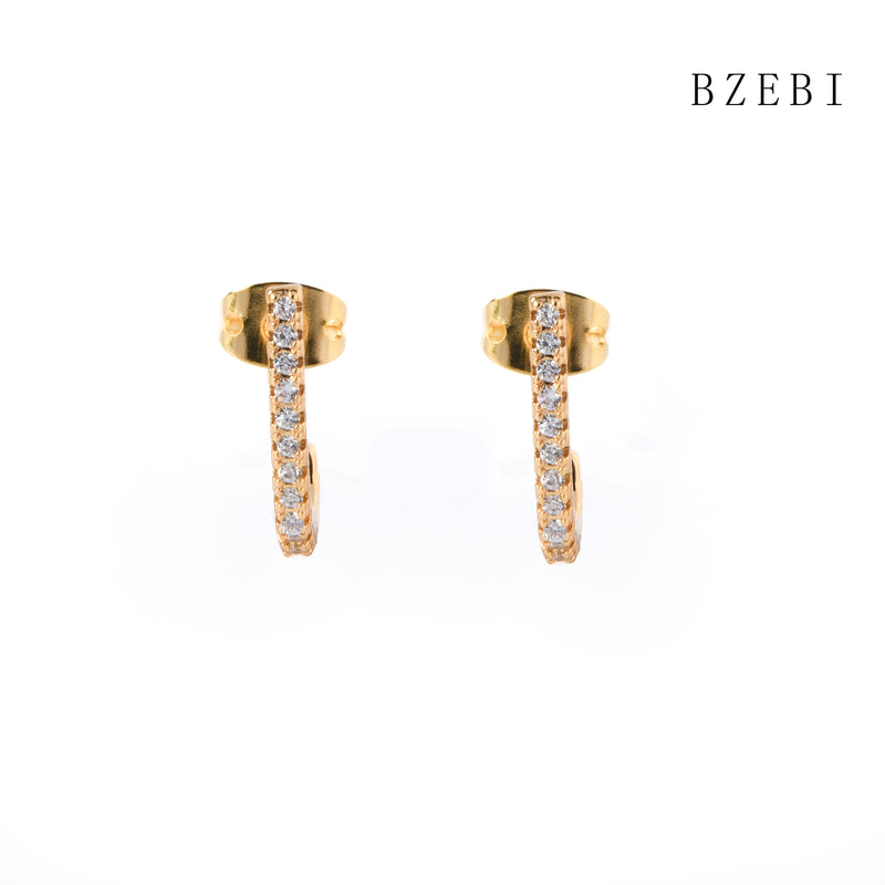 18k Gold Plated Cubic Zirconia J word  Stud Earrings for Women with Box