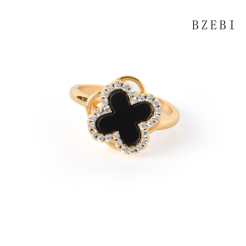 18k Gold Plated Cubic Zirconia flowers Rings for Women with Box