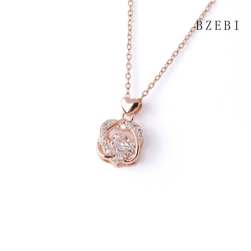 18k Gold Plated Cubic Zirconia A beating heart Necklace for Women with Box