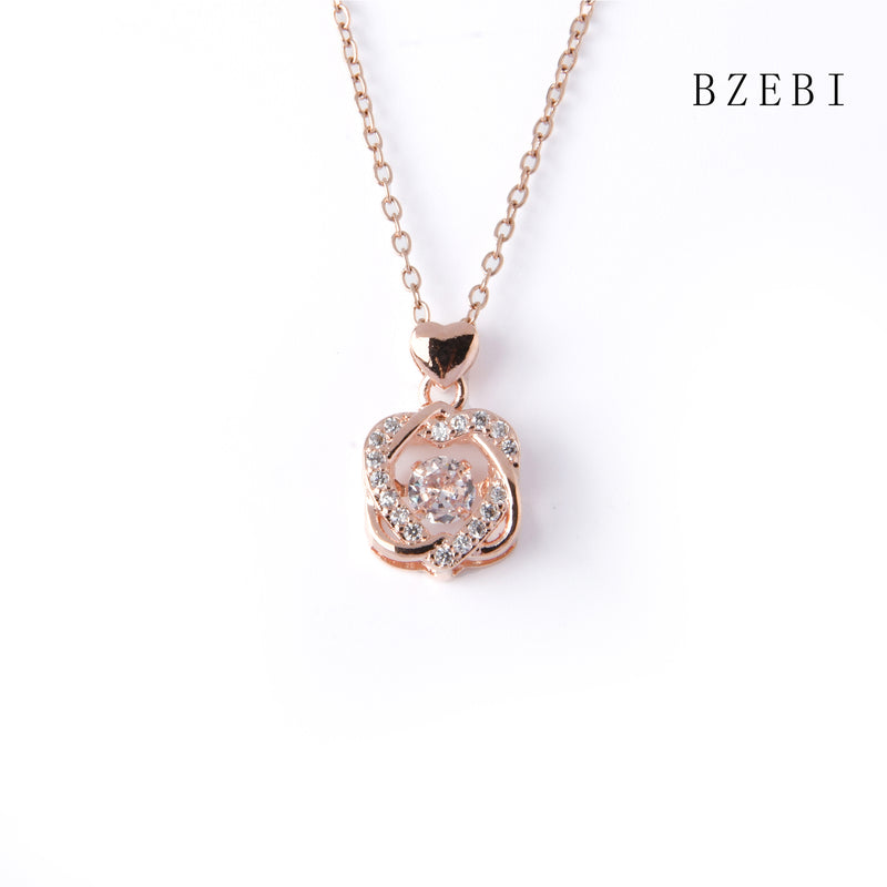 18k Gold Plated Cubic Zirconia A beating heart Necklace for Women with Box