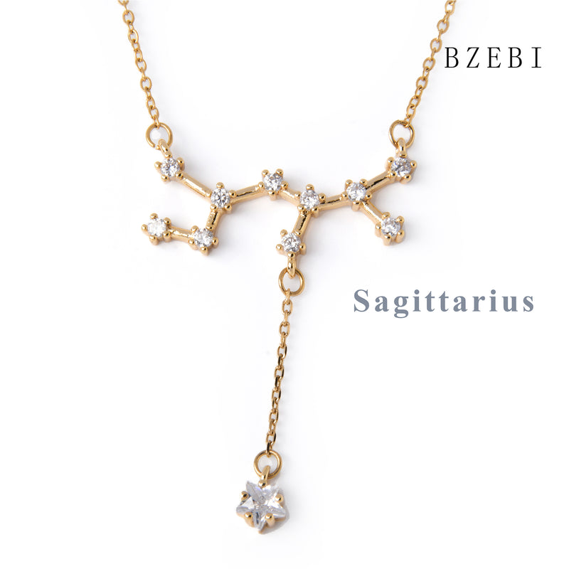 18k Gold Plated Cubic Zirconia The Twelve Signs Necklace for Women with Box