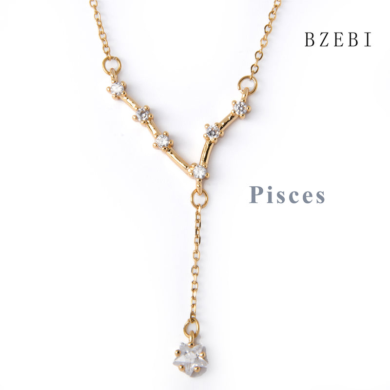 18k Gold Plated Cubic Zirconia The Twelve Signs Necklace for Women with Box