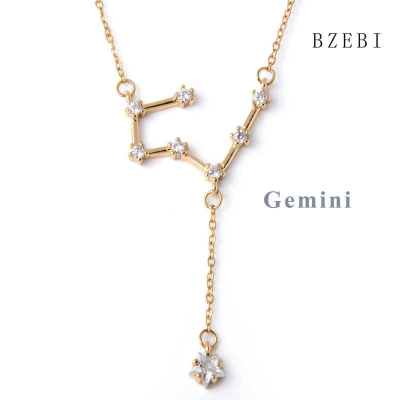 18k Gold Plated Cubic Zirconia The Twelve Signs Necklace for Women with Box