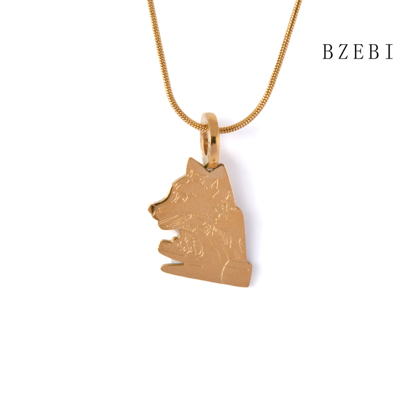 18k Gold Plated Cubic Zirconia Wolf Necklace for Women with Box