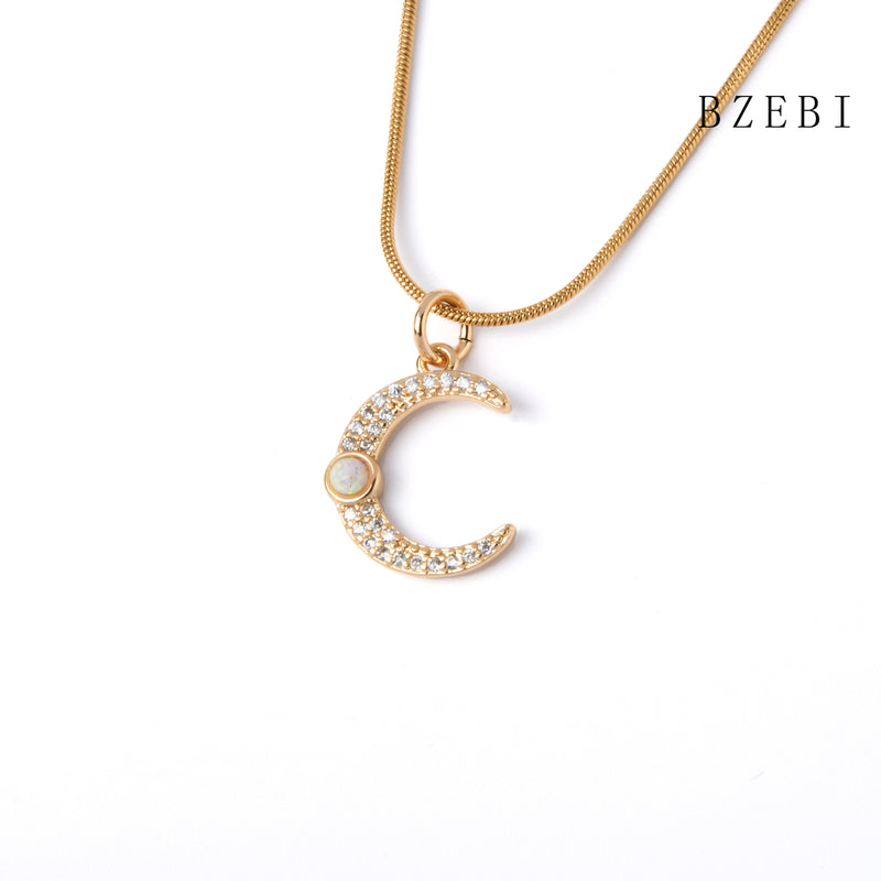 18k Gold Plated Cubic Zirconia The moon Necklace for Women with Box