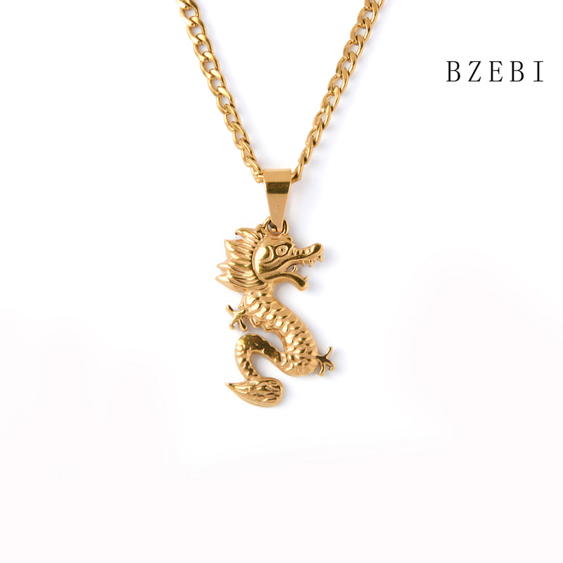 18k Gold Plated Cubic Zirconia dragon Necklace for Women with Box