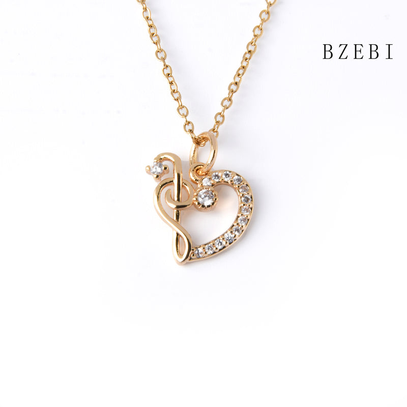 18k Gold Plated Cubic Zirconia heart symbol Necklace for Women with Box