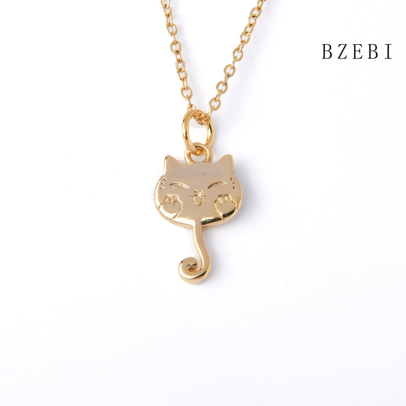 18k Gold Plated Cubic Zirconia kitten Necklace for Women with Box