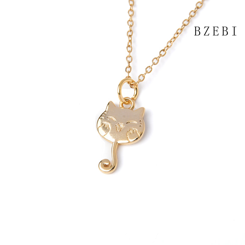 18k Gold Plated Cubic Zirconia kitten Necklace for Women with Box