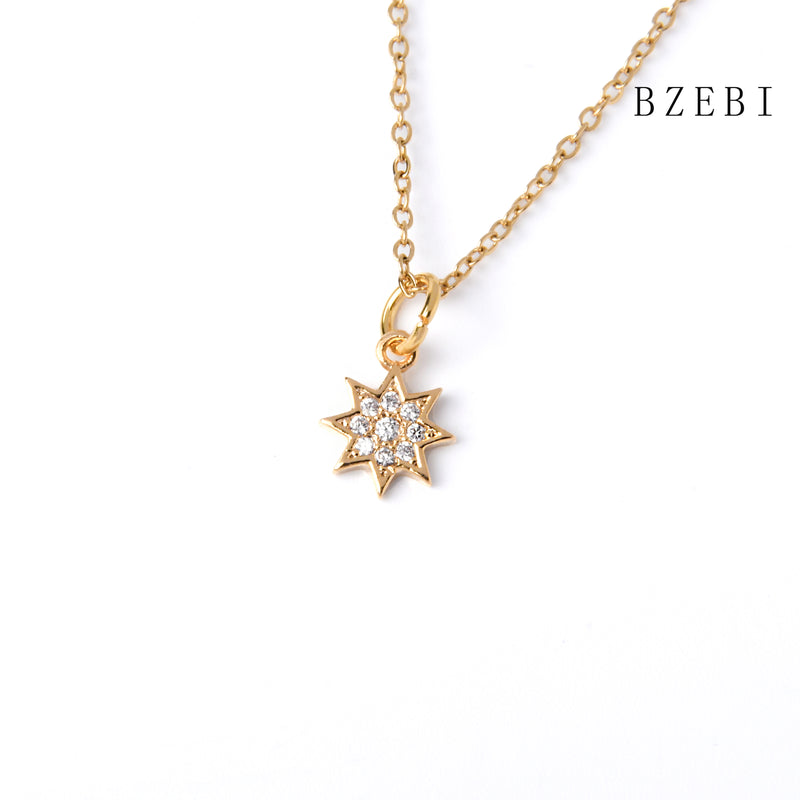 18k Gold Plated Cubic Zirconia stars Necklace for Women with Box