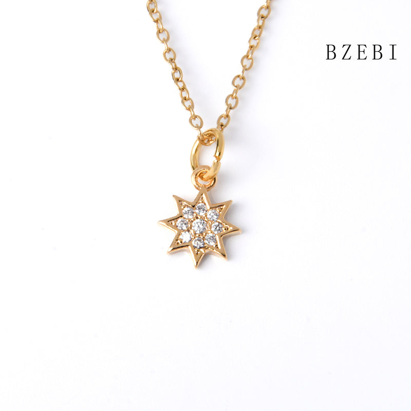 18k Gold Plated Cubic Zirconia stars Necklace for Women with Box