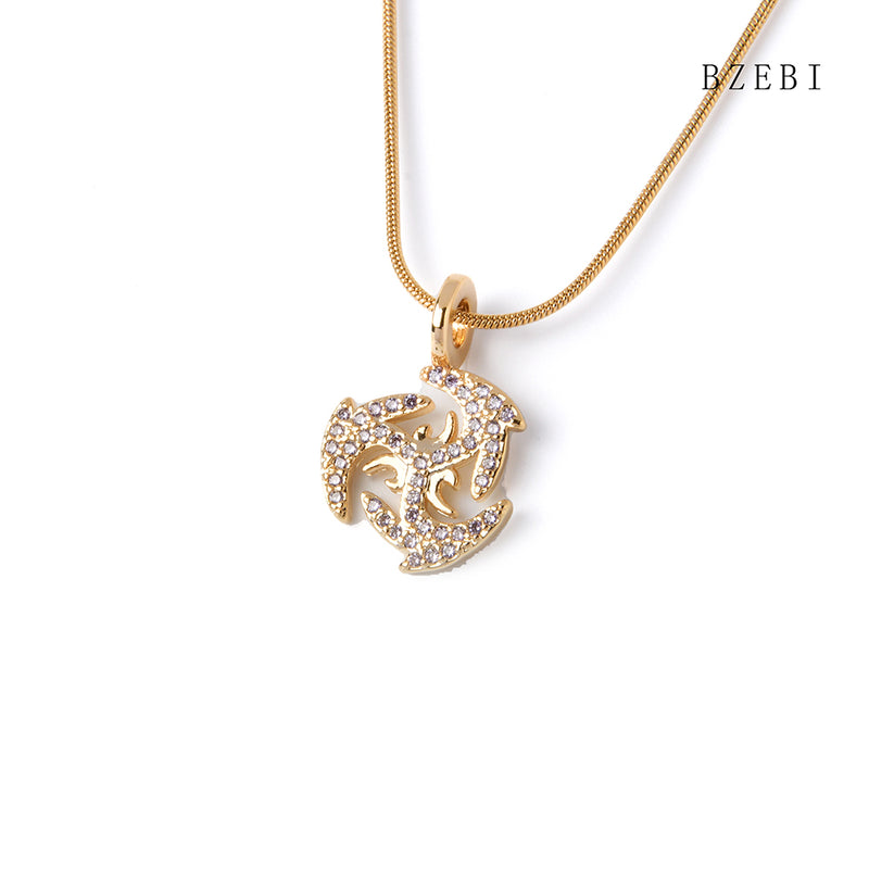 18k Gold Plated Cubic Zirconia darts Necklace for Women with Box