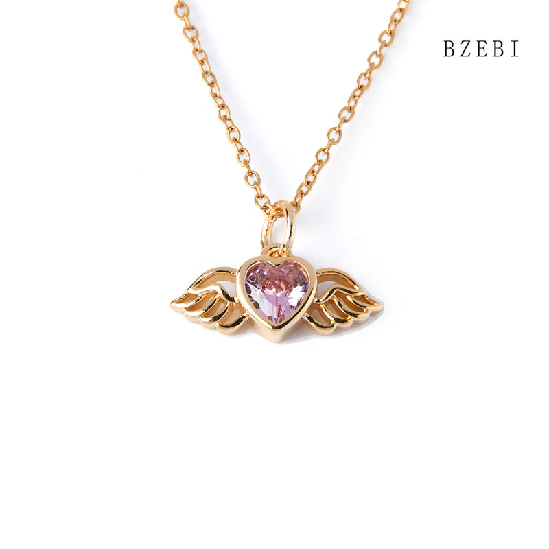 18k Gold Plated Cubic Zirconia little wing Necklace for Women with Box