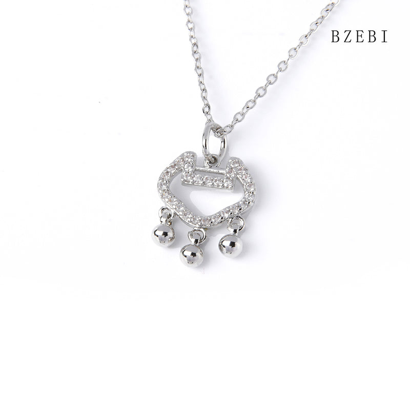 Cubic Zirconia Safety lock Necklace for Women with Box